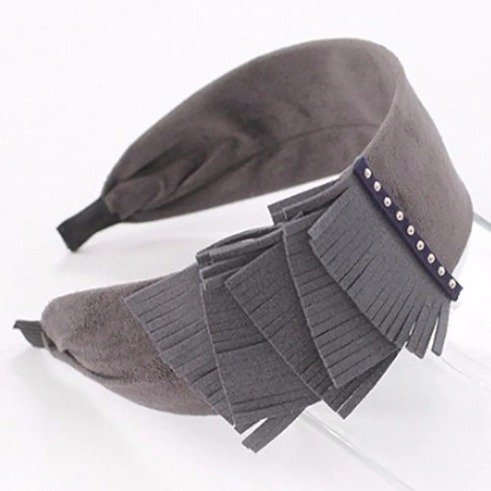 

1PC Women Split Layer Fringe Diamond Velvet Wide Headband Head Hoop Simple Headwear Wide Headband Matte Wide Cloth Headband Hot