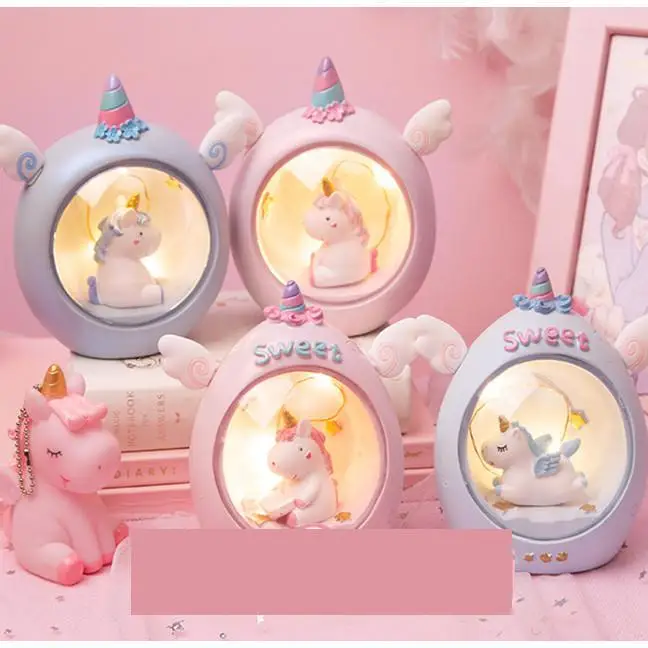 

Pink Blue Resin Unicorn Nightlight Cute Design Night Lamp Kids Room Decor Romantice Gift
