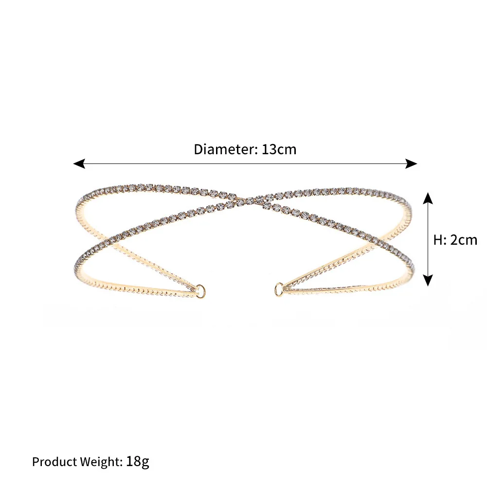 

Fashion New Lovely Golden Metallic Lady Rhinestone Elastic Hair personality Band Headband Hair Band