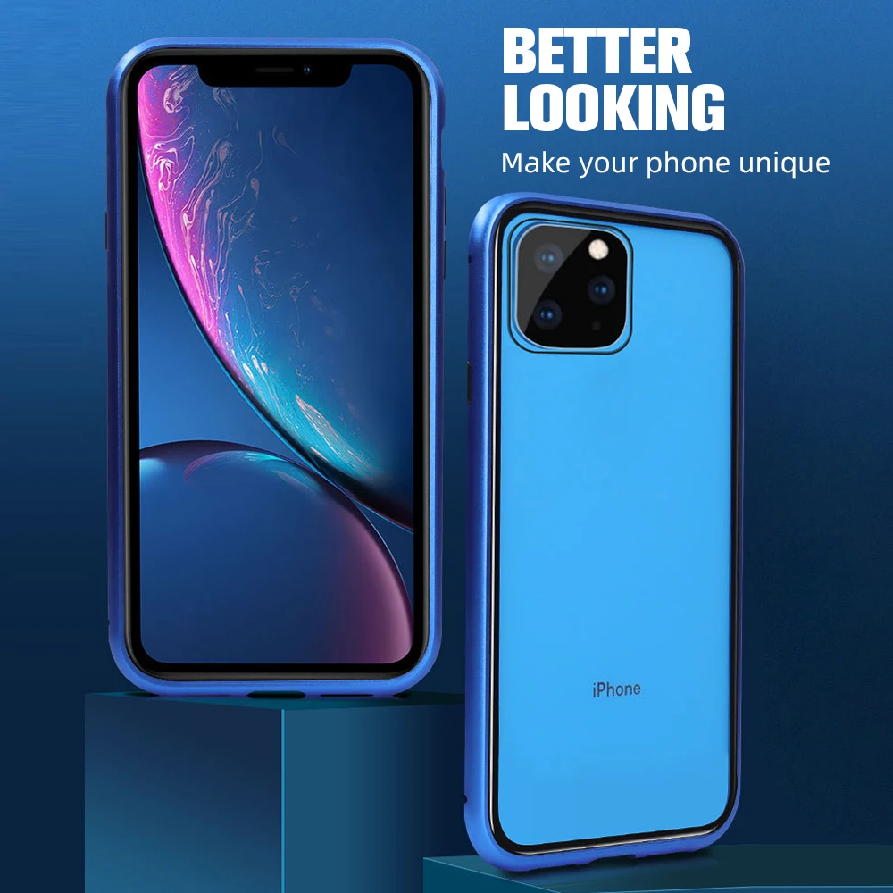 Металлический магнитный чехол ANMONE для iPhone 11 Pro Max XR Магнитный из закаленного