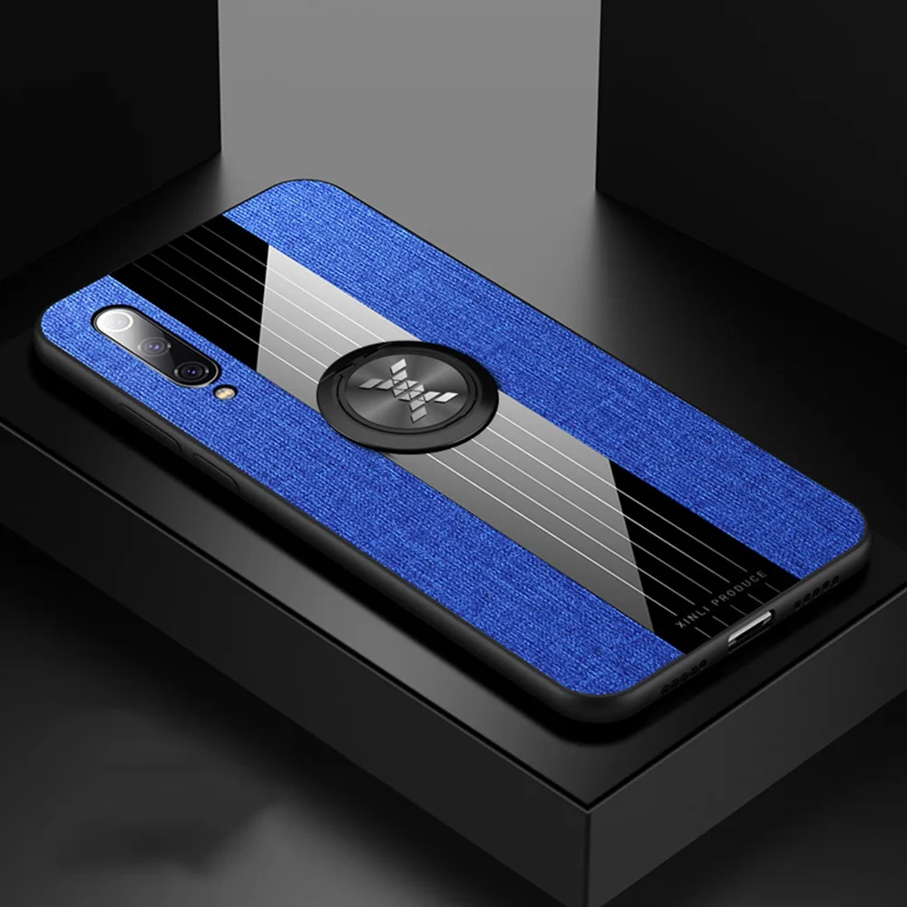 Ультратонкий Стенд для колец на палец ткань ТПУ чехол для Xiaomi mi 9 9T SE CC9 CC9e 8 Lite A2 Max 2 3 Red mi Note 7 5 Plus K20 Pro Чехол - Цвет: Синий