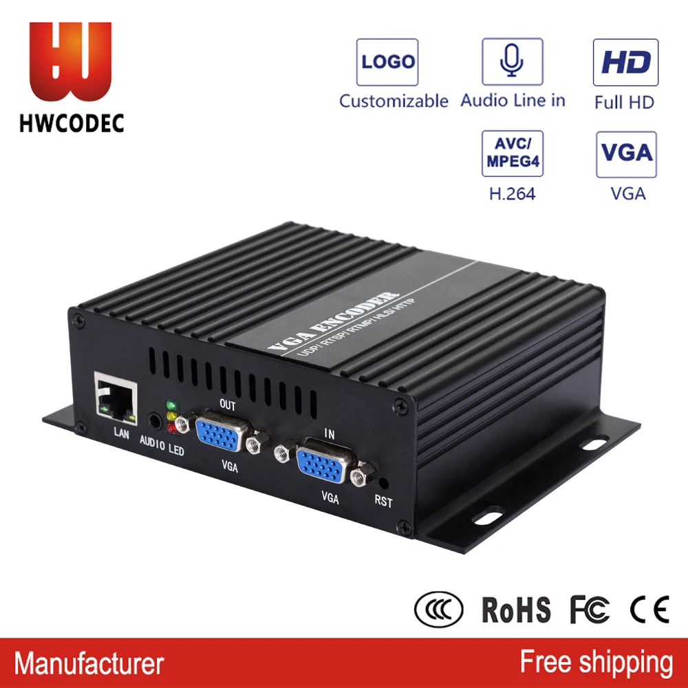 Кодировщик HWCODEC H3310H H264 кодировщик IP Аудио VGA RTSP RTMP FHD 1080P видеосигнала сетевой IPTV