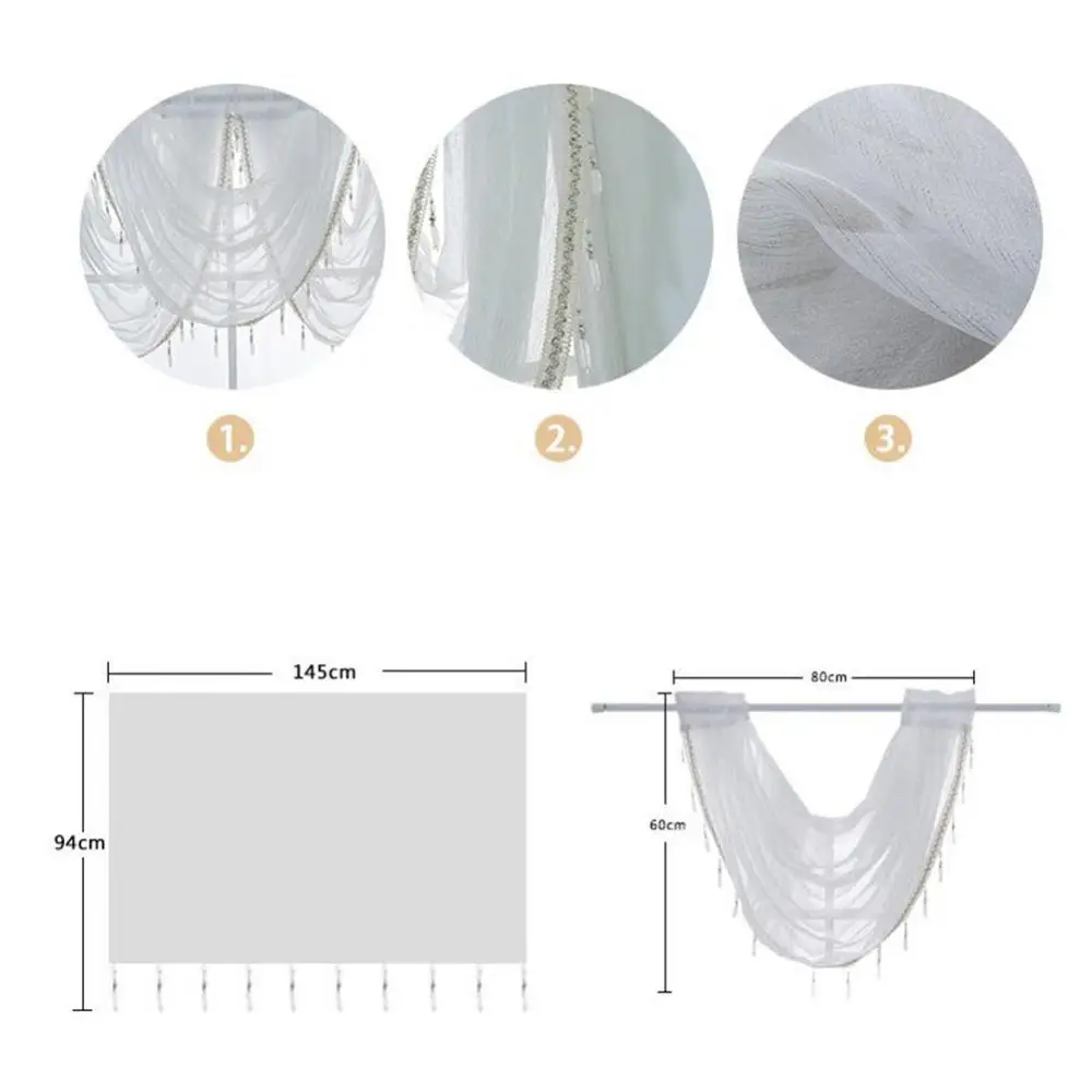 

Solid Color Semicircle Kitchen Short Curtain Window Valance Drape Home Decor