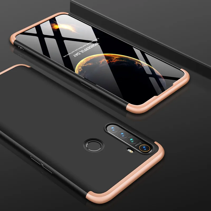 Цветной чехол Oppo Realme 5 Pro с полным покрытием на 360 градусов ударопрочный матовый