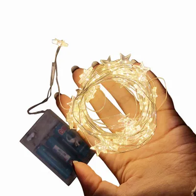 3 м светодиодная медная проволочная Гирлянда звезда проволока декоративный свет