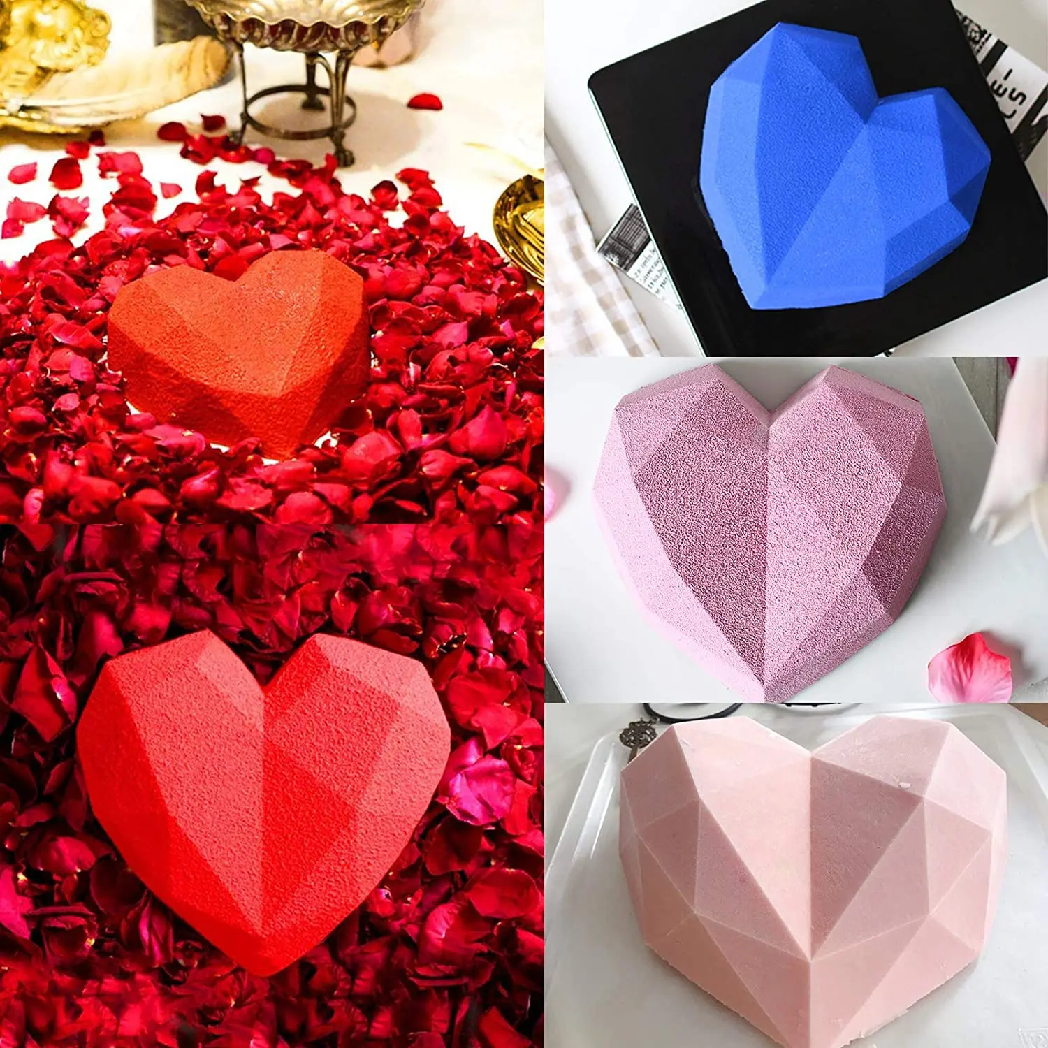 Белый с геометрическим узором в форме сердца силиконовая форма для кекса мусса