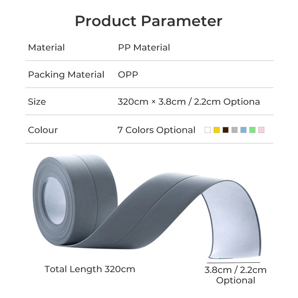 Уплотнительная лента для ванной и душа герметичная белая самоклеящаяся