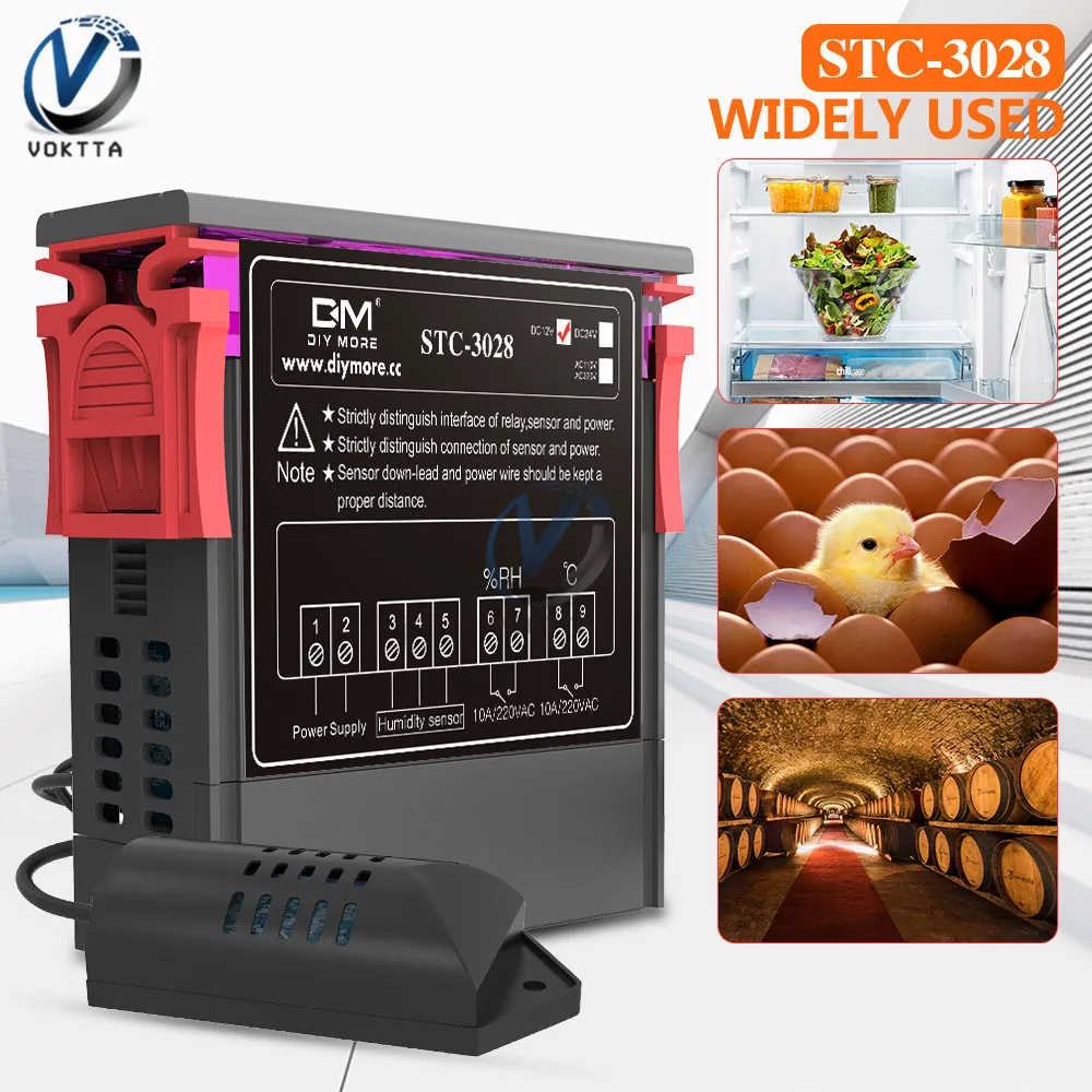 STC-3018 STC-3028 STC-3008 12 V 24 V 110-220 V Цифровой Температура контроллер двойной Дисплей зонд Термостат реле терморегулятор