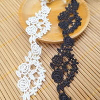 14yards width 2 5cm black white flower polyester embroidery lace ribbon water soluble fabric wedding dress lace accessories diy