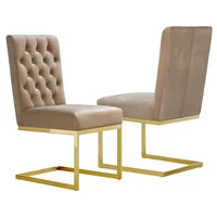 Modern Blue Velvet Dining Chair Luxury Vintage Living Room Furniture Gold Chrome Metal Leg Home Restaurant,2pcs/Set