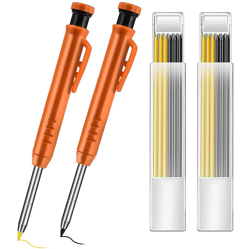 

2Pcs Carpenter Mechanical Pencils Solid Carpentry Automatic Pencils Set 12Pcs Pencil Leads for Drawing Making Scribering