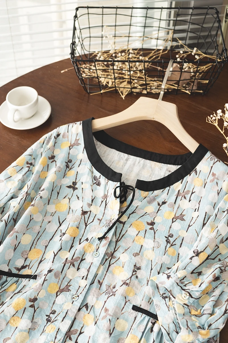 

Summer Fresh Print Short Sleeve Single Breasted Casual Dress Women Daily Wear Airuibao67