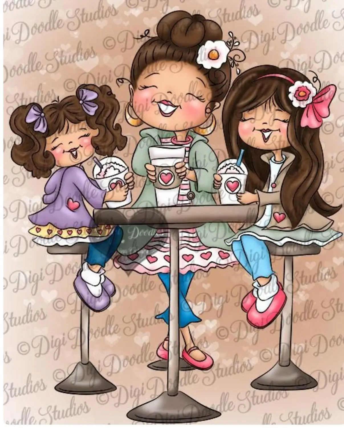 Прозрачный силиконовый штамп с рисунком для трех девушек/печать скрапбукинга