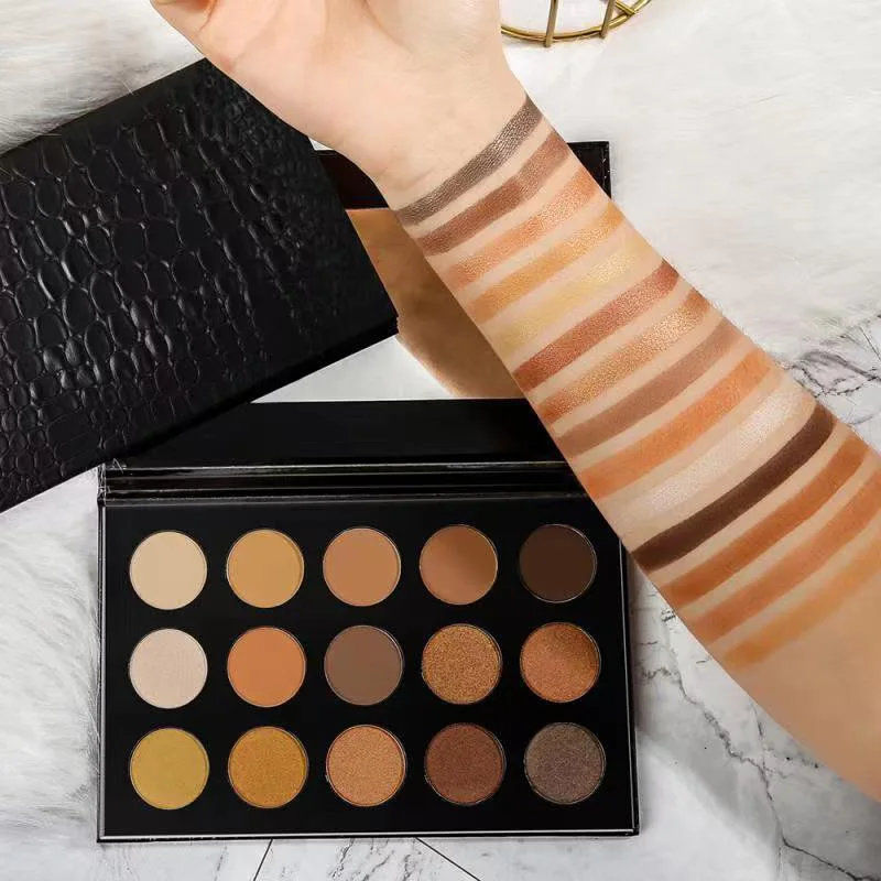 

15 colors matte pearlescent eyeshadow palette 15 colors crocodile pattern black eyeshadow palette makeup palette without logo