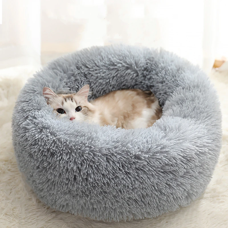 Воздушная кровать для кошек теплая круглая подушка мягкая корзина собак Пончик