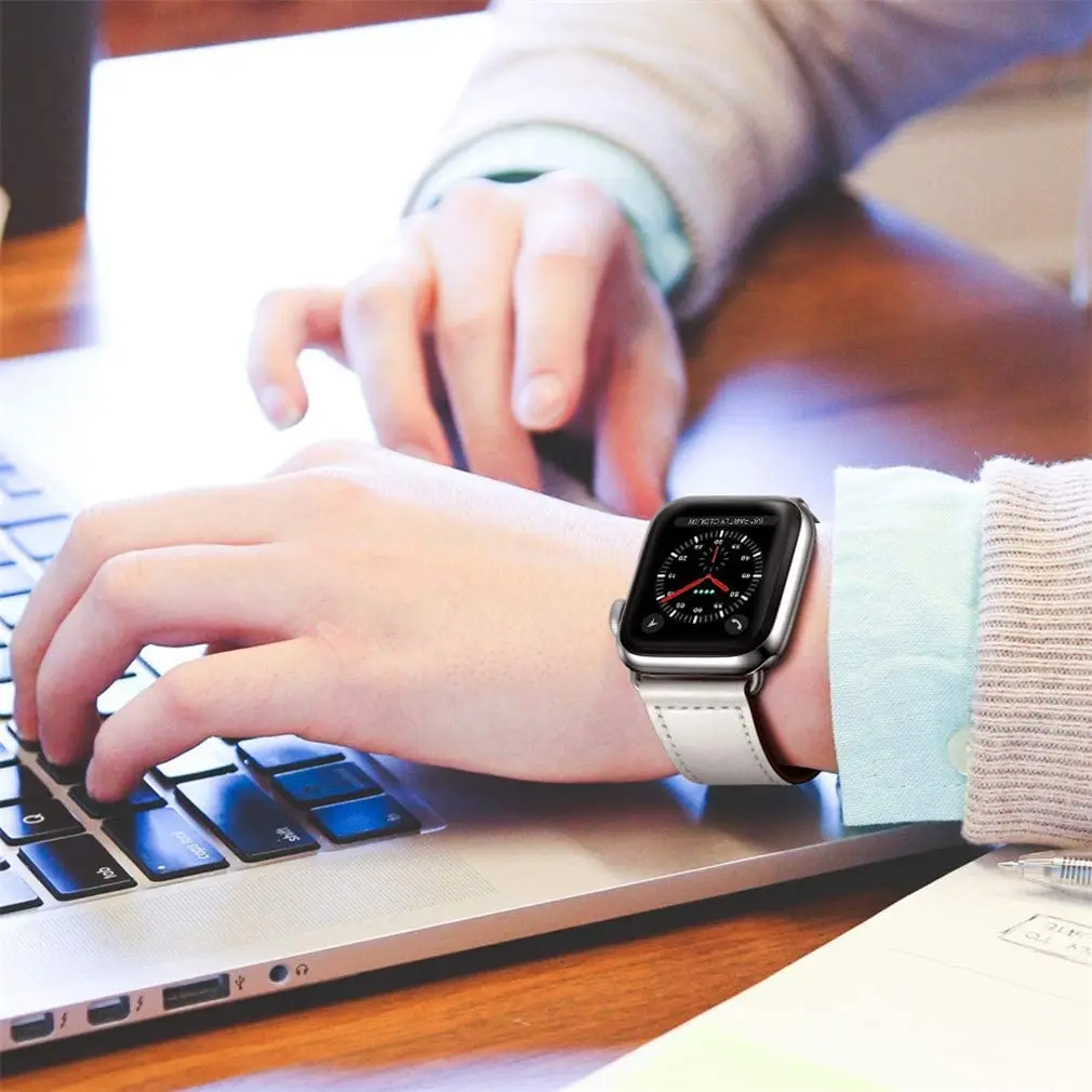 Кожаный ремешок для Apple watch band 44 мм 40 браслет наручных часов iWatch series 7 3 4 5 6 se 41 мм/45 42