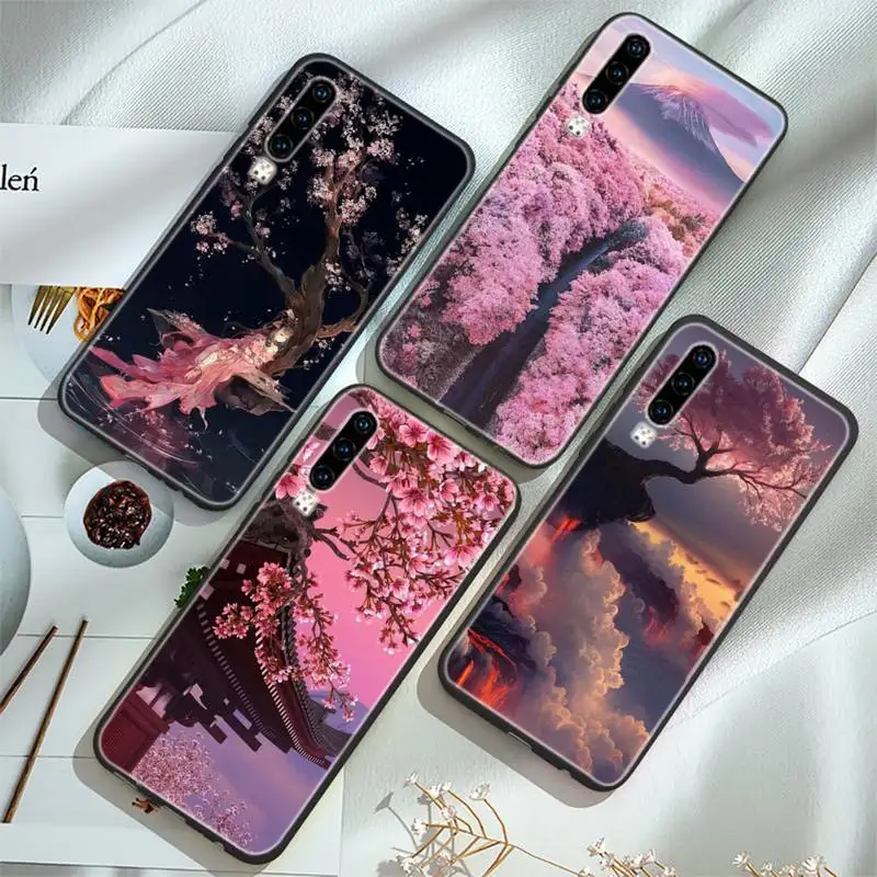 

Cherry Blossoms Phone Case For Huawei P20 30 40 Pro Mate 20x 30 40 Pro Nova6 7 Honor 9X 10
