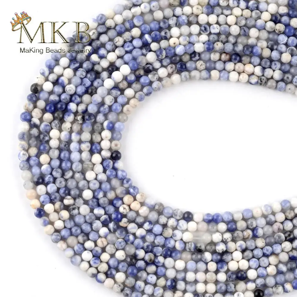 3 мм натуральный камень голубой содалит круглые бусины пространство свободные