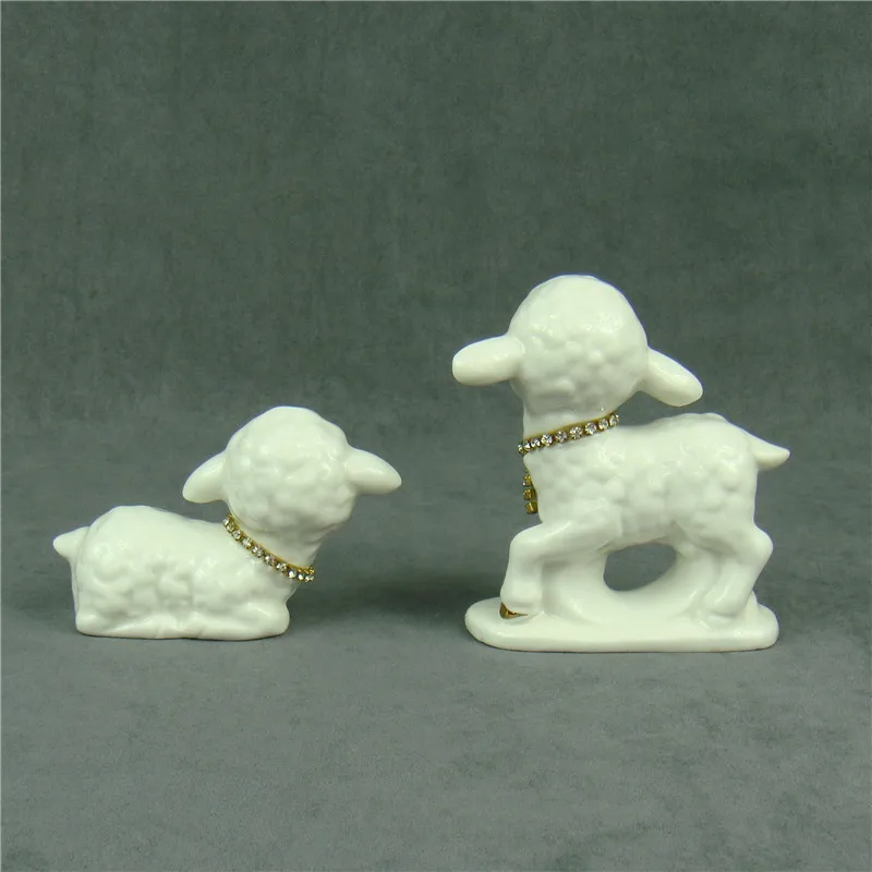 Фарфоровые фигурки влюбленных овец Керамика ручной работы миниатюры ягненка