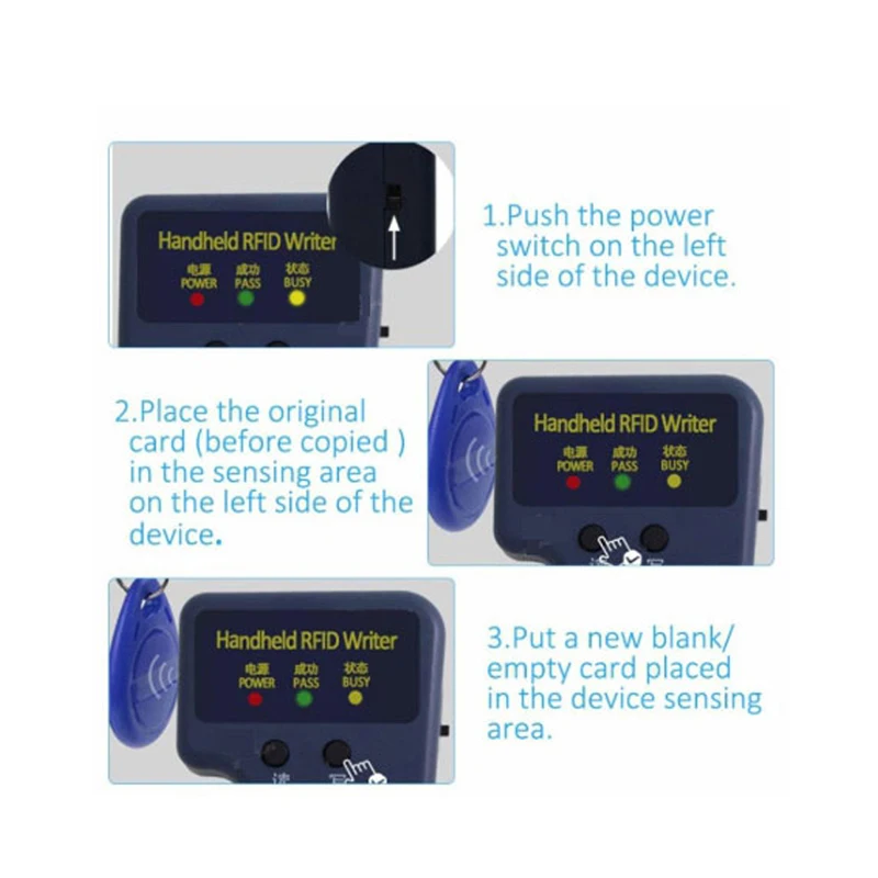 

RFID Reader Writer ID Tag Copier T5577 Keychain Copier Handheld ID Card Writer EM4305 125KHz Key Cloner