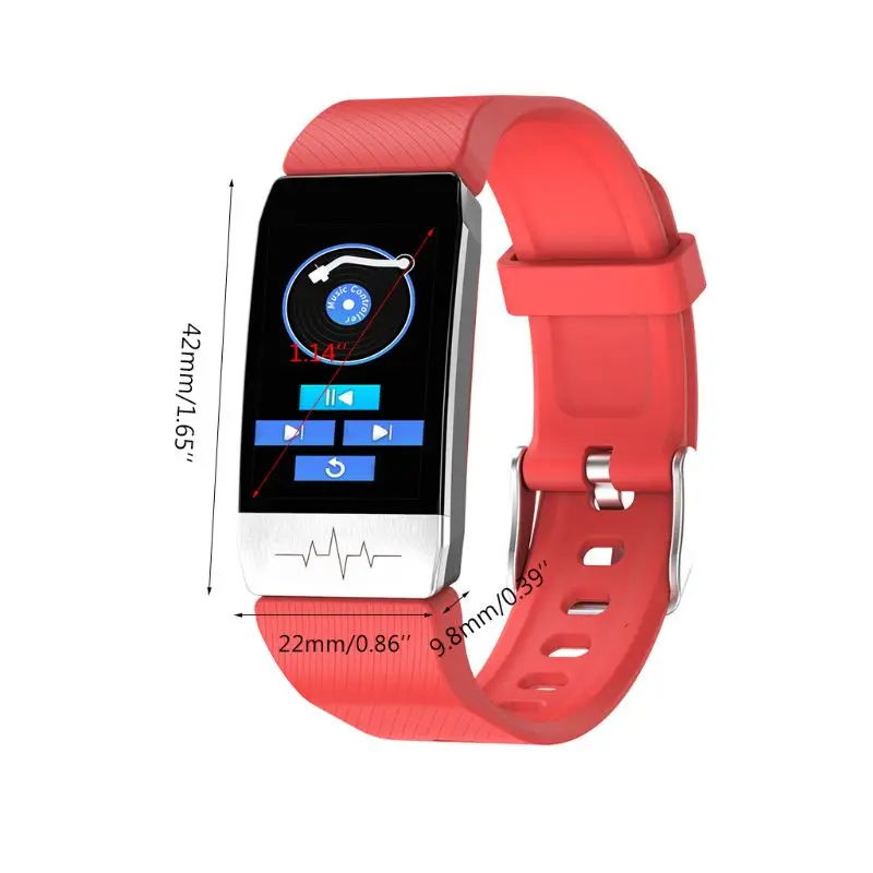 

T1 Smart Watch Body Thermometer Oximeter Heart Rate Monitor Fitness Bracelet ECG A9LB