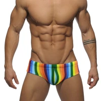 mens sexy pride rainbow low rise swim briefs bikini swimsuits striped trunks swimwear beach shorts male drawstring bathing suit