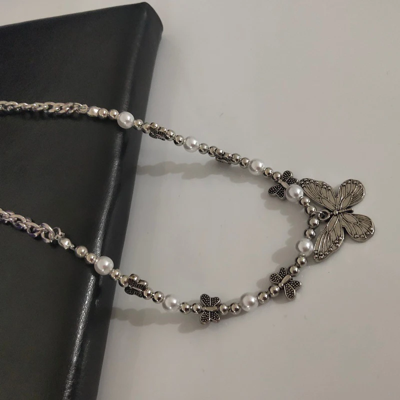 

Gothic Butterfly Pendant Necklace For Women Choker Aesthetic Grunge Chain Accessories Indie Collar Jewelry Friends Gift