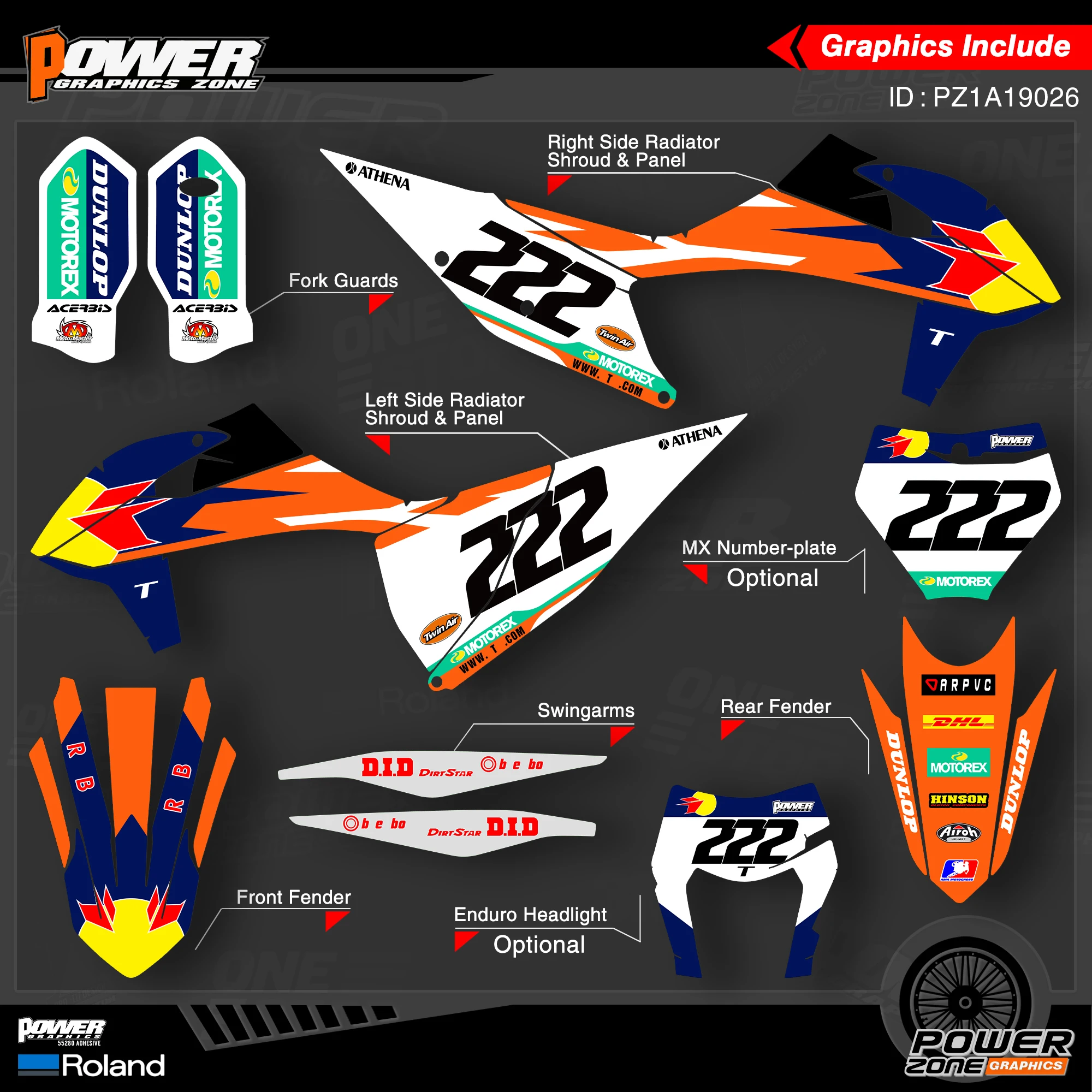 PowerZone Custom Team Graphics Backgrounds Decals Stickers Kit For KTM SX SXF MX 19-20 EXC XCW Enduro 20-N 125 to 500cc 26 | Автомобили и