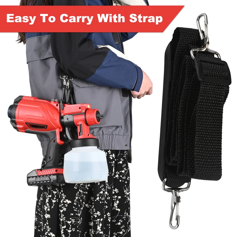 

2021 New Upgraded Cordless Electric Spray Gun Cordless HVLP Spray Gun With Lighting And Shoulder Strap For Spraying Fences Walls