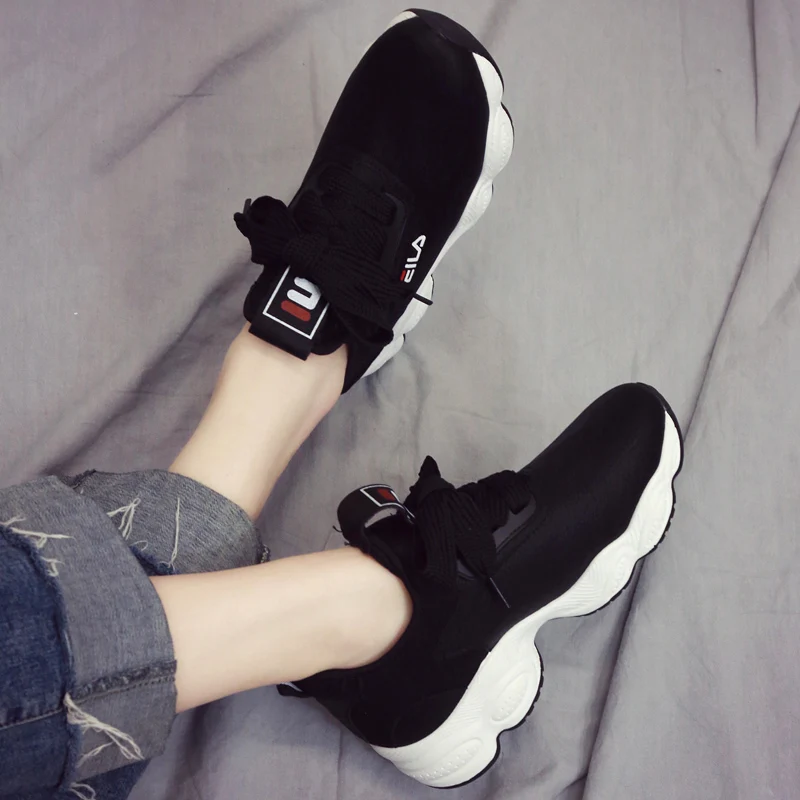 Новинка 2019 года Женская Весенняя спортивная обувь Красные кроссовки на толстой