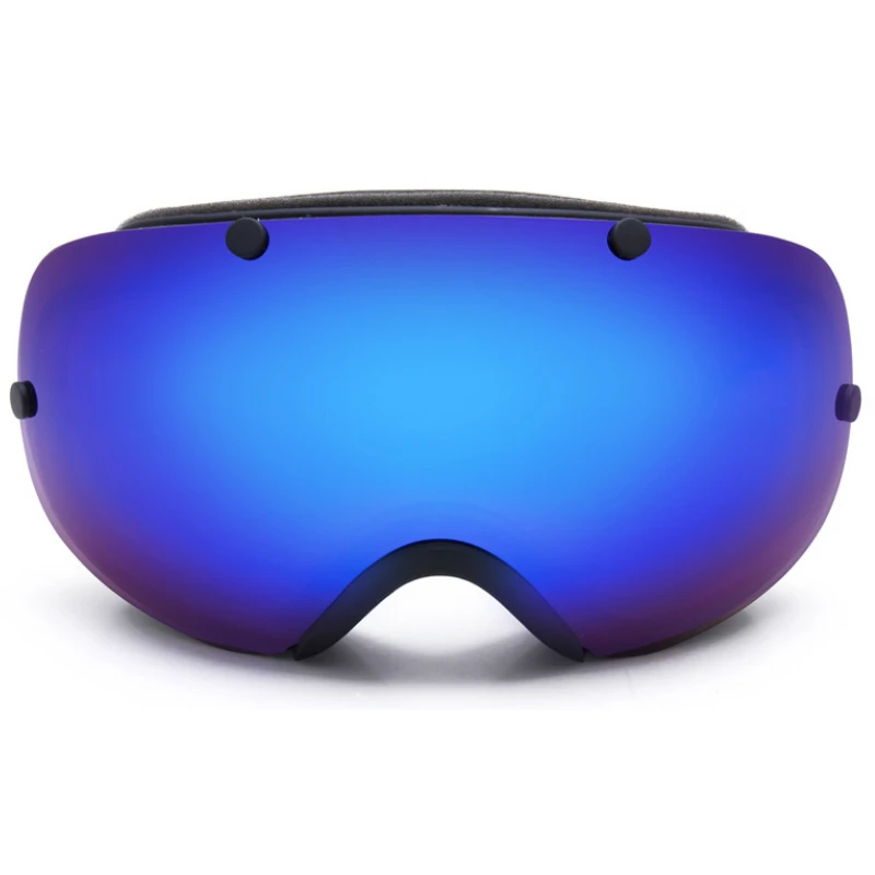 Black Blue Профессиональные мужские и женские лыжные очки, двухслойные лыжные очки, большие сферические анти-туманные ветрозащитные очки для катания на лыжах и сноуборде - Цвет: Black Blue