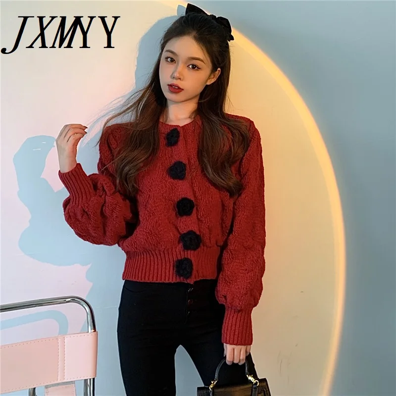 Укороченный свитер JXMYY корейский Кардиган укороченный топ 2021 модные свитера