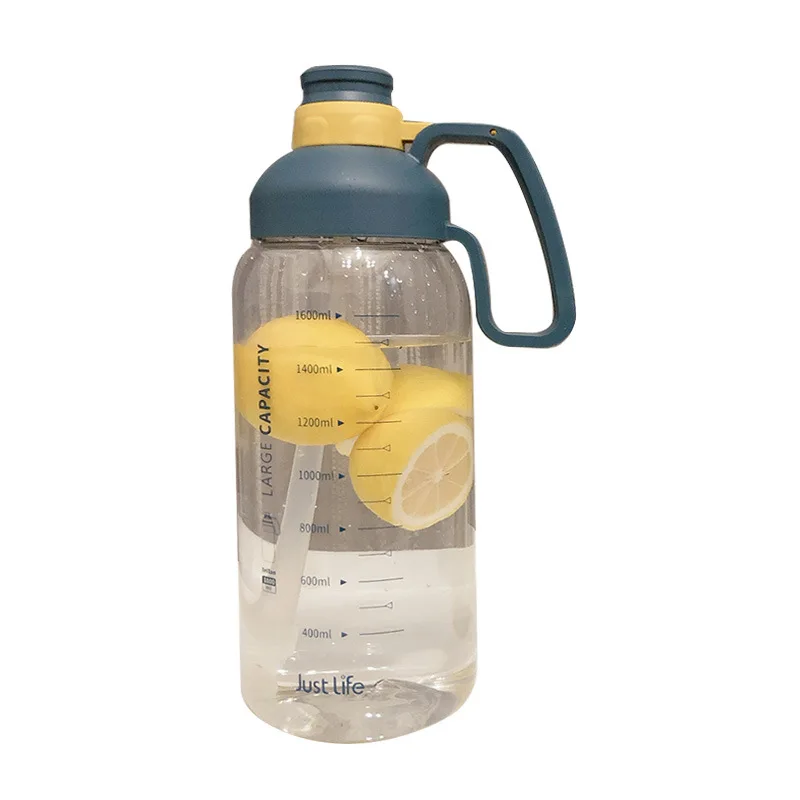 

1.8L Water Bottle with Straw Outdoor Sports Bottles with Lid Hiking Camping Plastic Large Capacity Tritan BPA Free R2028