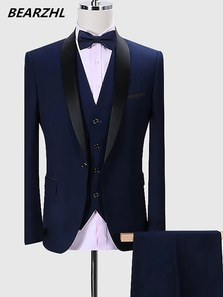 

Wedding Suits For Men Dark Blue Tuxedo Slim Fit 2021 Custom Made