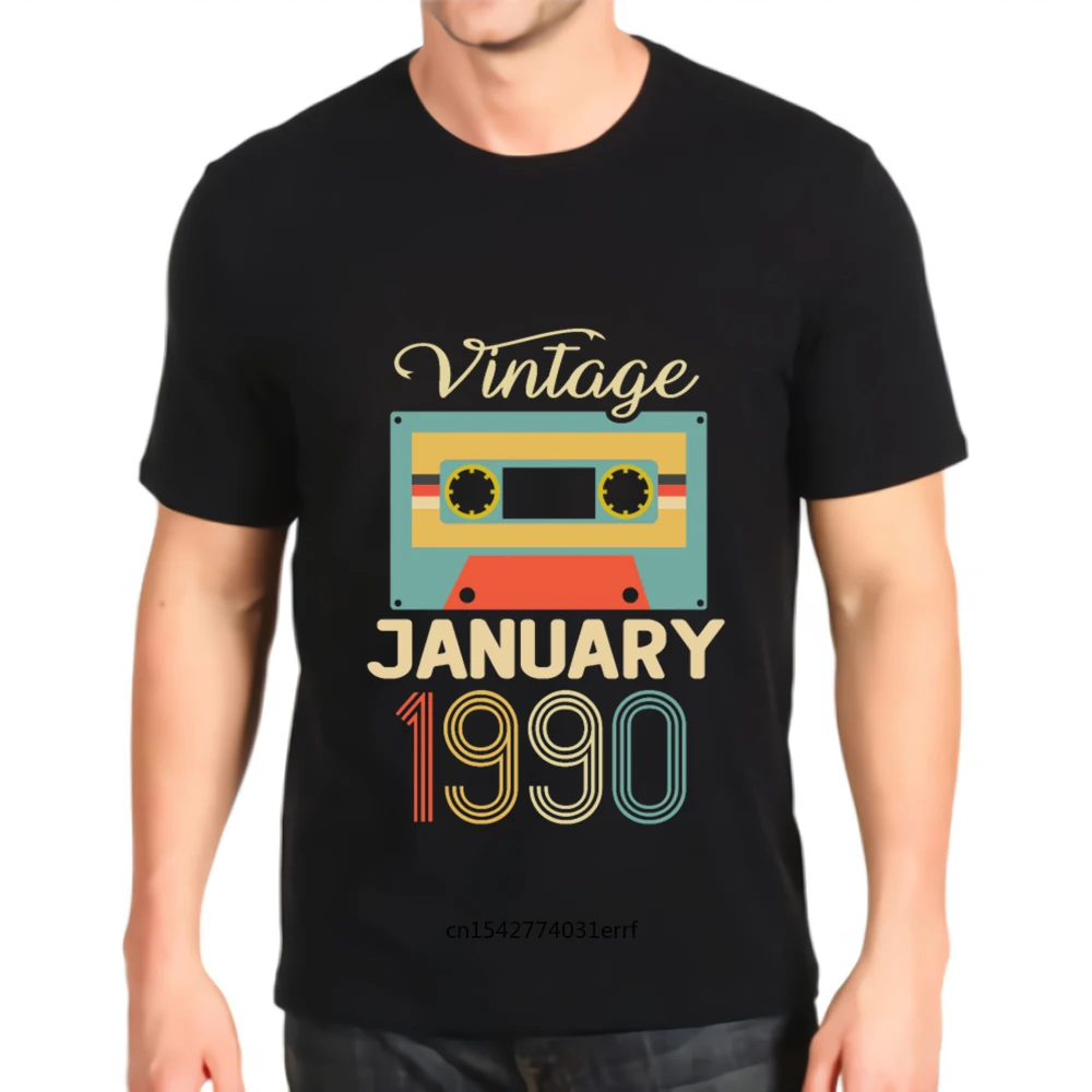 

O-neck Print New January 1990 30th Birthday 30 Year Gift Daily Top Mens Custom Made Short-sleeved