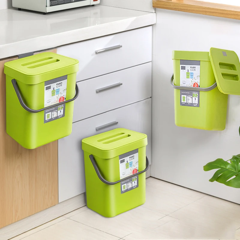 

Wall Mounted Folding Waste Bin Kitchen Cabinet Hanging Trash Can Living Room Door Garbage Can Car Storage Bucket Home Dustbin