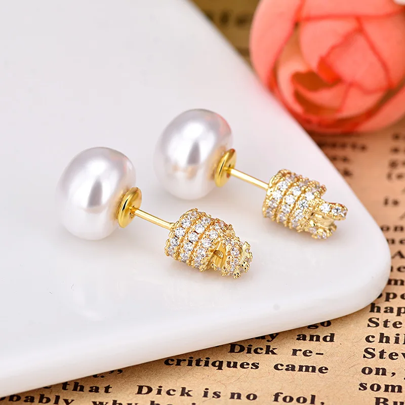

Vintage Elegant Knot Pearl Stud Earrings For Women Wedding Earring New Design Spring&summer Jewelry Zk30