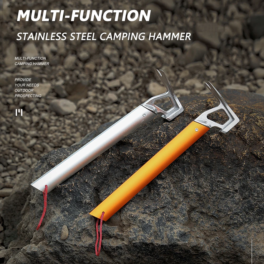 

Multifunctional Aluminum Alloy Camping Tent Ground Peg Hammer Camping Awning Accessories Stainless Steel Nail Stake Puller