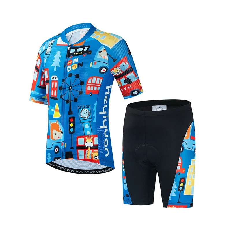 

KEYIYUAN New Team Children Bike Clothing Summer Bicycle Cycle Wear Suit Kids Short Sleeve Cycling Jersey Set Roupa Ciclismo