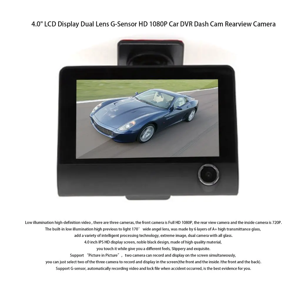 4.0" LCD Display Dual Lens G-Sensor 1080P Car DVR Dash Cam Rearview Camera | Автомобили и мотоциклы