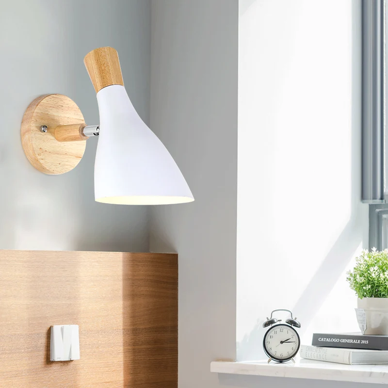 

Nordic Vintage Loft Wood LED Wall Lamp Bedroom Bedside Wall Lights Aisle Corridor Hotel 110-240V Decoration Lights & Lighting
