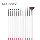 ROHWXY 12 шт. акриловая кисть для дизайна ногтей, кисть для резьбы по цветку, гелевая ручка для ногтей, УФ-гель для рисования, ручка, инструменты для дизайна ногтей