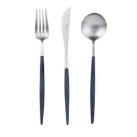blue silver tableware knife spoon and fork set dinnerware chopsticks sets kitchen device sets table service zero waste gift