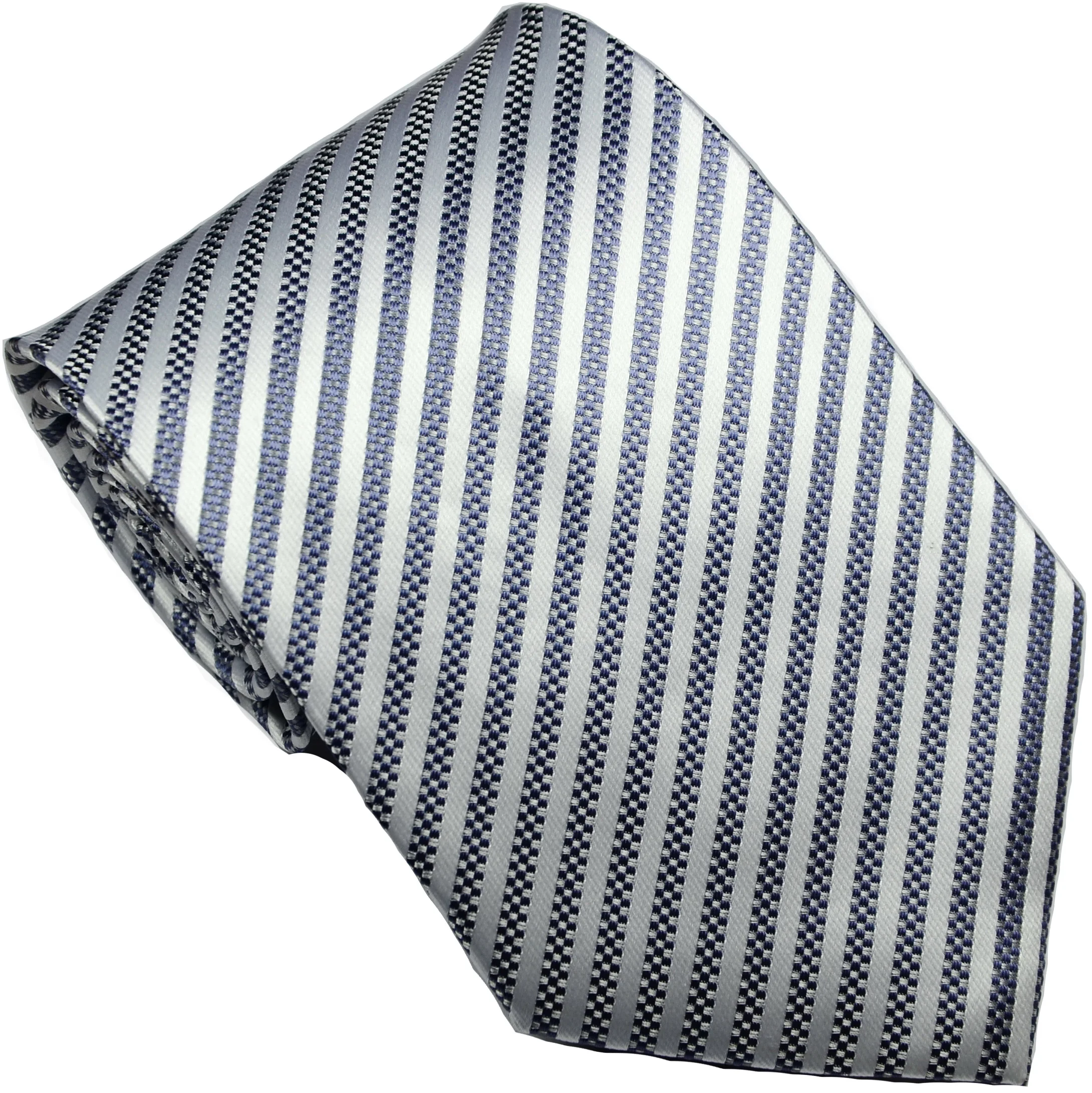

Men's Striped Tie 100% Silk Gray White Jacquard Party Wedding Woven Fashion Design Necktie