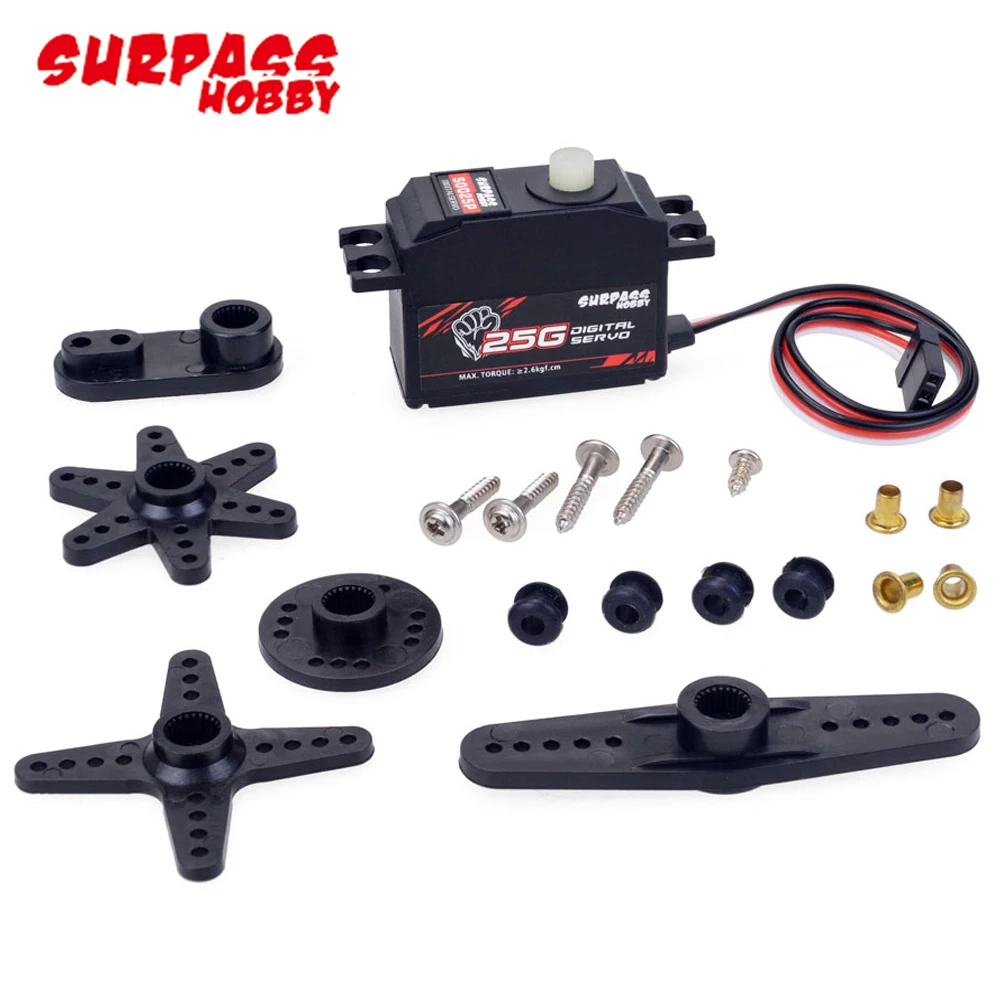 Цифровой сервопривод Surpass Hobby S0025P, 4,8-6,0 в, 25 г, 2,3 кг, пластиковая Шестерня для радиоуправляемого автомобиля 1/12, самолета, лодки, робота, игрушка