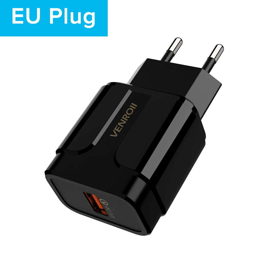 Black EU 5 в 3 А USB зарядное устройство EU US Plug Quick Charge 3,0 адаптер для телефона Xiaomi 10 9 8 Redmi 18 Вт быстрое зарядное устройство для huawei Honor Oneplus LG - Тип штекера: Black EU