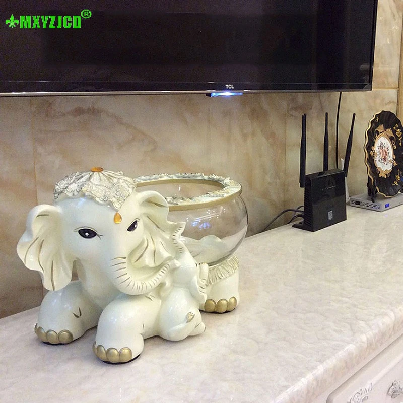 Статуя из смолы в виде слона для офиса настольное украшение аквариума домашний