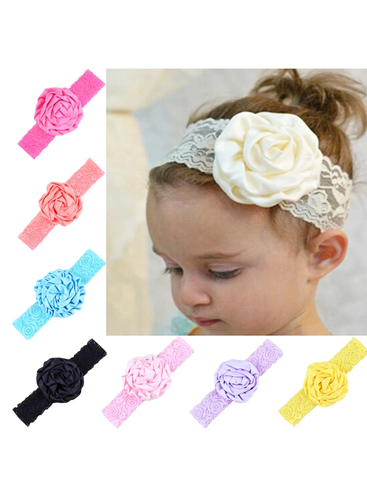 

1Pcs Baby Girls Silk Rose Headbands Baby Elastic Lace Hair Band Newborn Flower Hair Turban Fashion Hair Headwear accessories