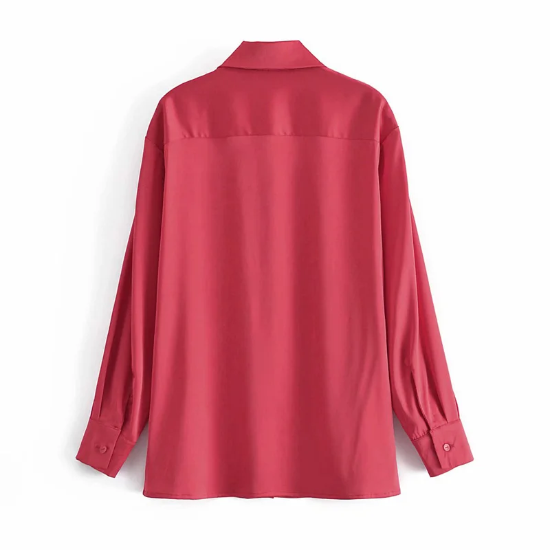 

Women Summer Solid Blouses Shirts Tops 2021 Loose Long Sleeve Satin Female Casual Street Top Smock Blusas Clothing