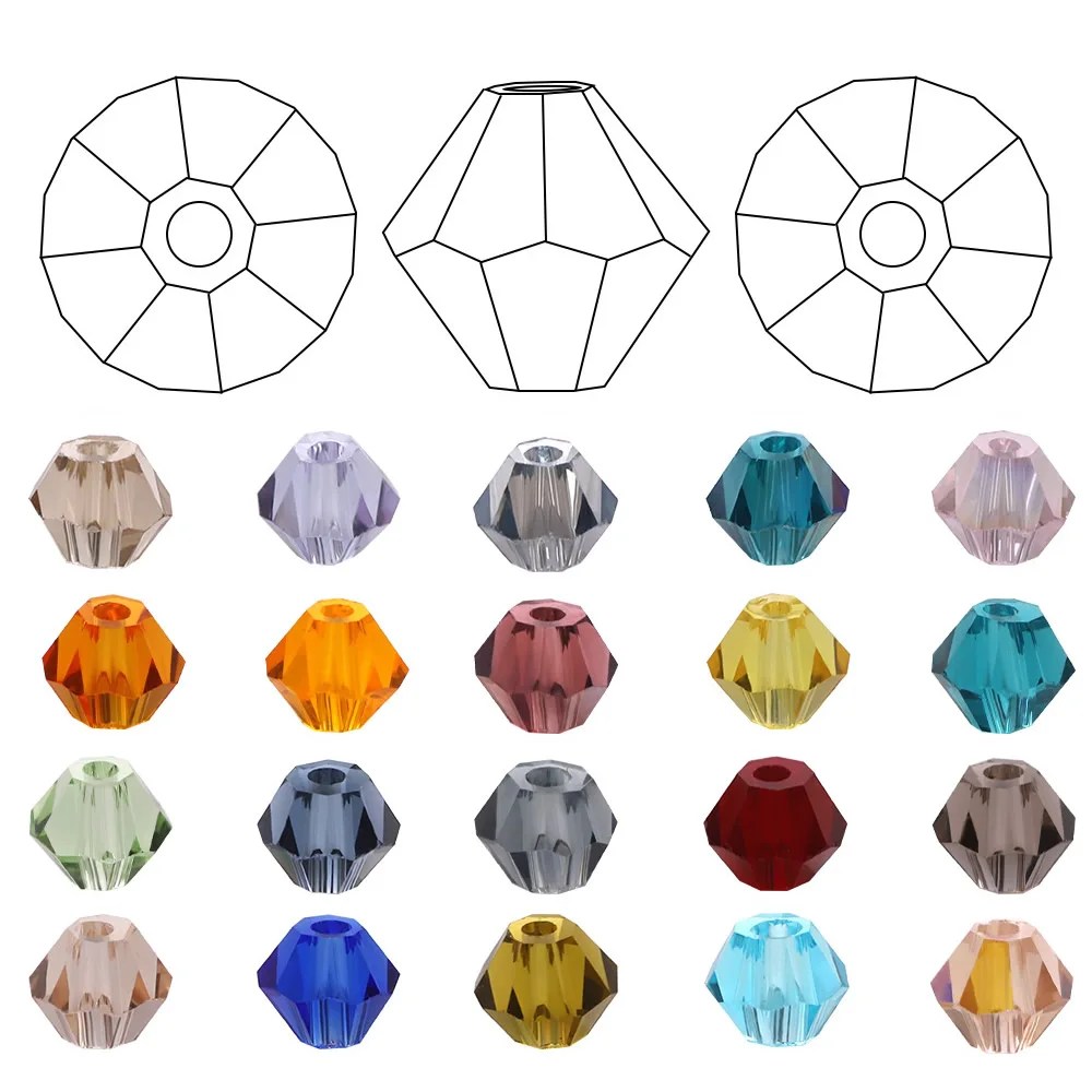 

Austrian Crystal Beads 4mm Two Points Spinel Charm Jewelry Making Diy Bracelet Necklace Earring Accessories 1 String/100 Pcs